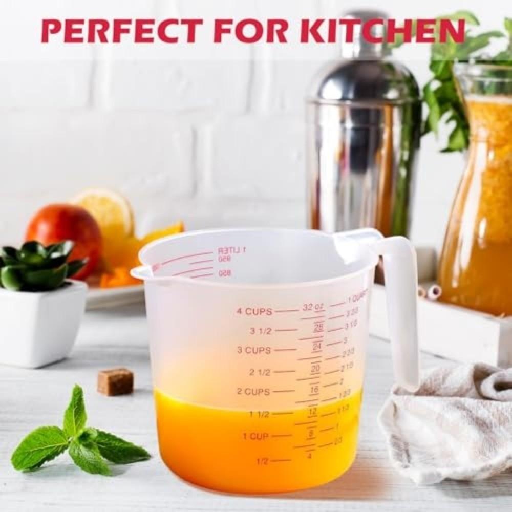 Clear Graduated Measuring Cups With Spout Ounce and Ml Cup Plastic Measuring Cup  Flour Measuring