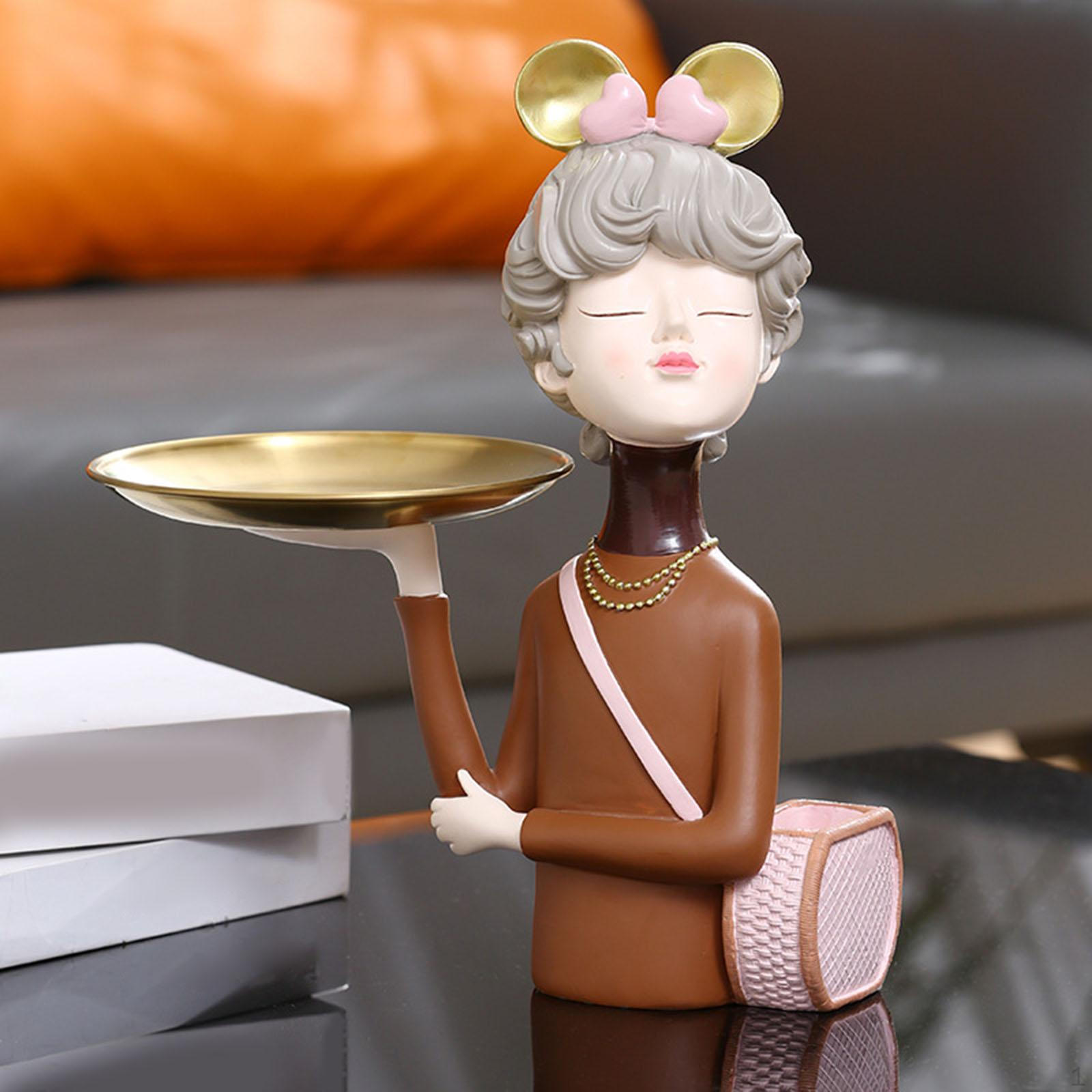 

Cartoon Girl Statue Sculpture Storage Tray коричневый