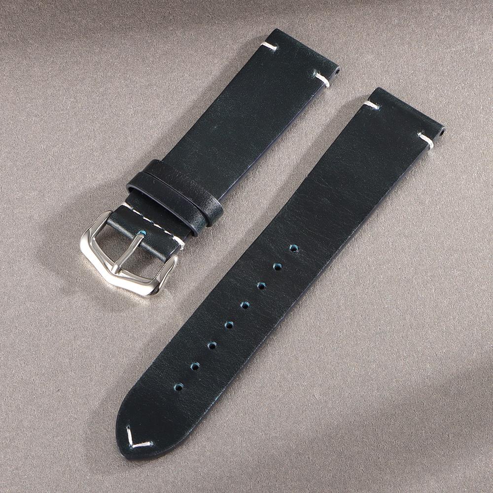 18/19/20/21/22/24mm Handmade Watch Band Vintage Oil Wax Cowhide Watch Strap Blue Red Green Quick Release Bracelet for Men Women