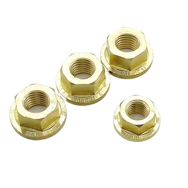 Brass Hex Flange Nut with Copper Washer Cap, Sizes M4-M12