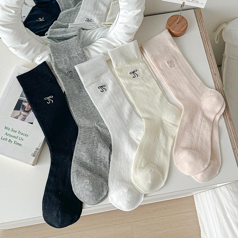 Women's Summer Thin Bowtie Breathable Mesh Tube Stack Socks