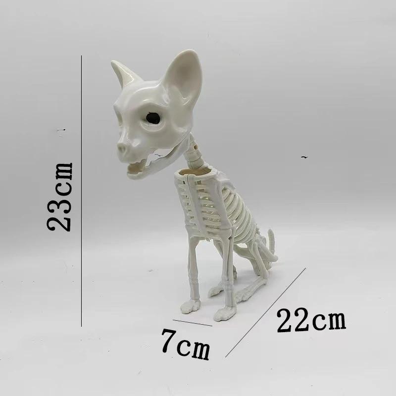 Halloween Dog Skeleton Decoration, Realistic Puppy Prop, 22cm Animal Skeleton Figurine for Haunted House Yard Party Spooky Decor