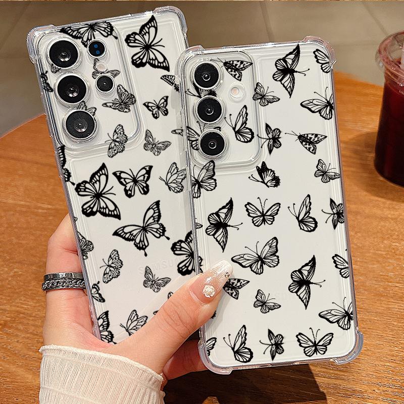 Butterfly Pattern Phone Case For Samsung Galaxy S26 S25 S24 S23 Ultra S22 Plus S21 S24 S25 FE Transparent Shockproof Soft Cover