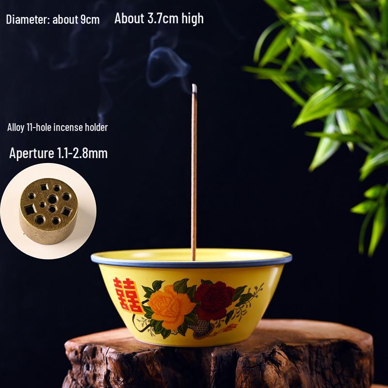 Vintage Double Happiness Ceramic Incense Holder, 70s-80s Style Enamel-Inspired Wedding Gift