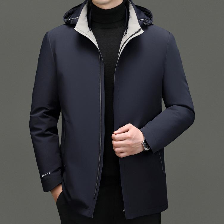 Men's High-End Winter Down Jacket: Middle-Aged & Elderly Business Casual, Thickened Warm Hooded Coat