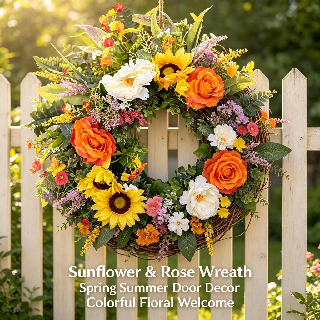 Colorful Eucalyptus Wreath Front Door Hanging Home Decor