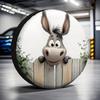 2D Flat 1-Pack, Durable Car Tire Cover, Featuring a Donkey in a Fence, Made of 100% Polyester Fabric, Ideal for Camping And Non-Electric Parties, Unis