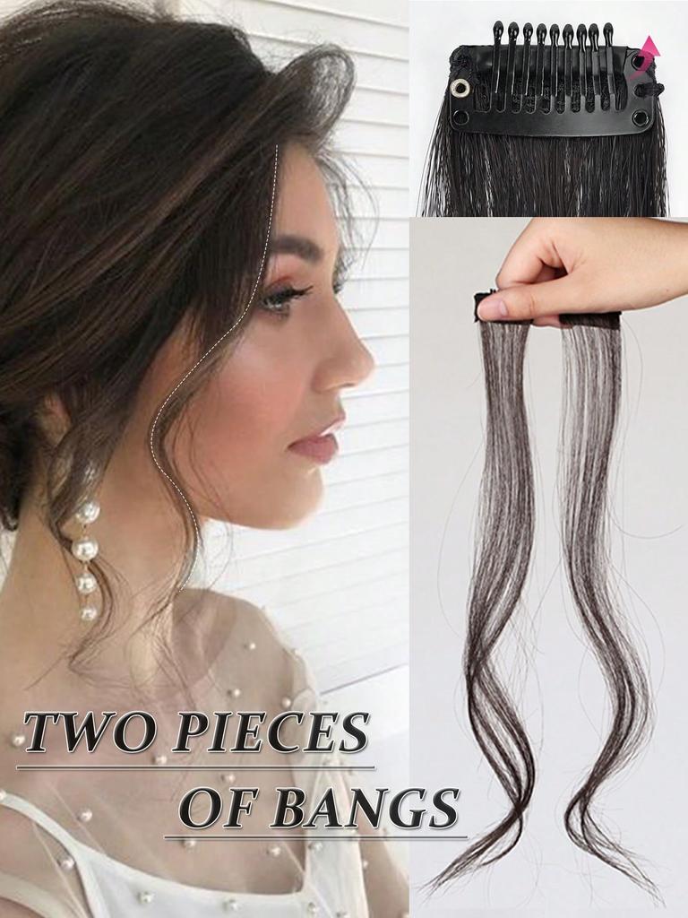 Synthetic Wigs High-temperature Silk Black 10-inch Dragon Beard Bangs Two-piece Bangs Hair Clip