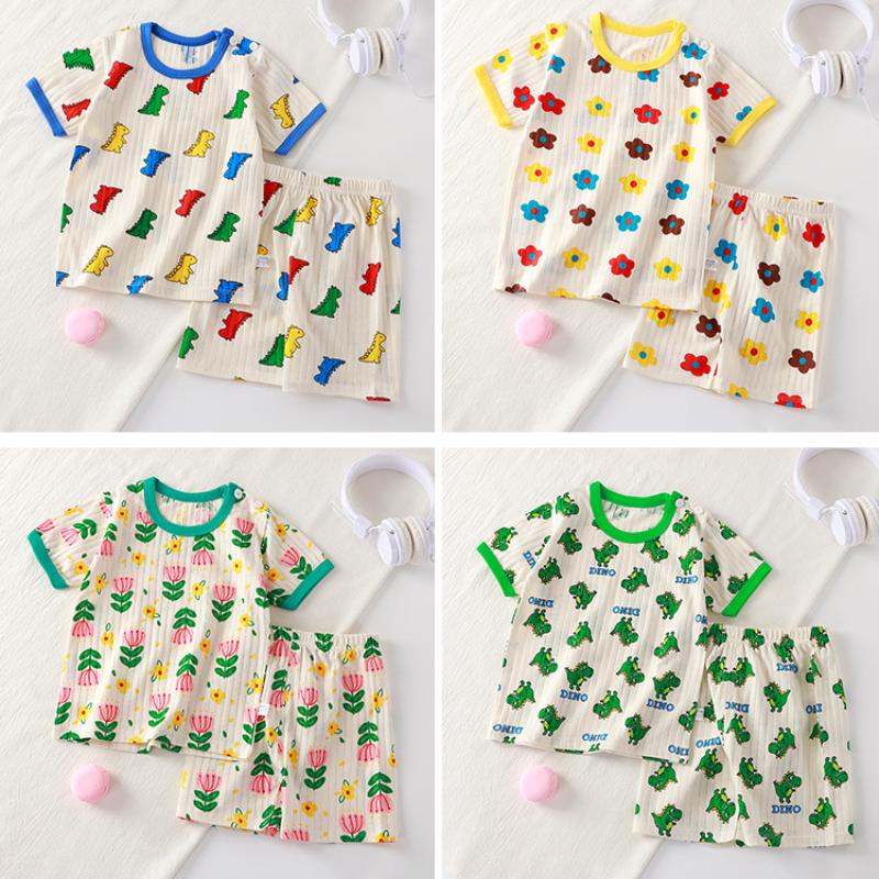 Neue Kinder Jungen Mädchen Sommer Kleidung Sets Kinder Niedlichen Cartoon Print Kurzarm T-Shirt Tops mit Shorts Kleinkind Baby Pyjamas