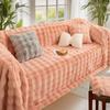 Green Soft Non-Slip Plush Sofa Full Cover Plush Thick Warm Universal Cushion Solid Color 2 3 Seat Couch Blanket Mat Home Decor