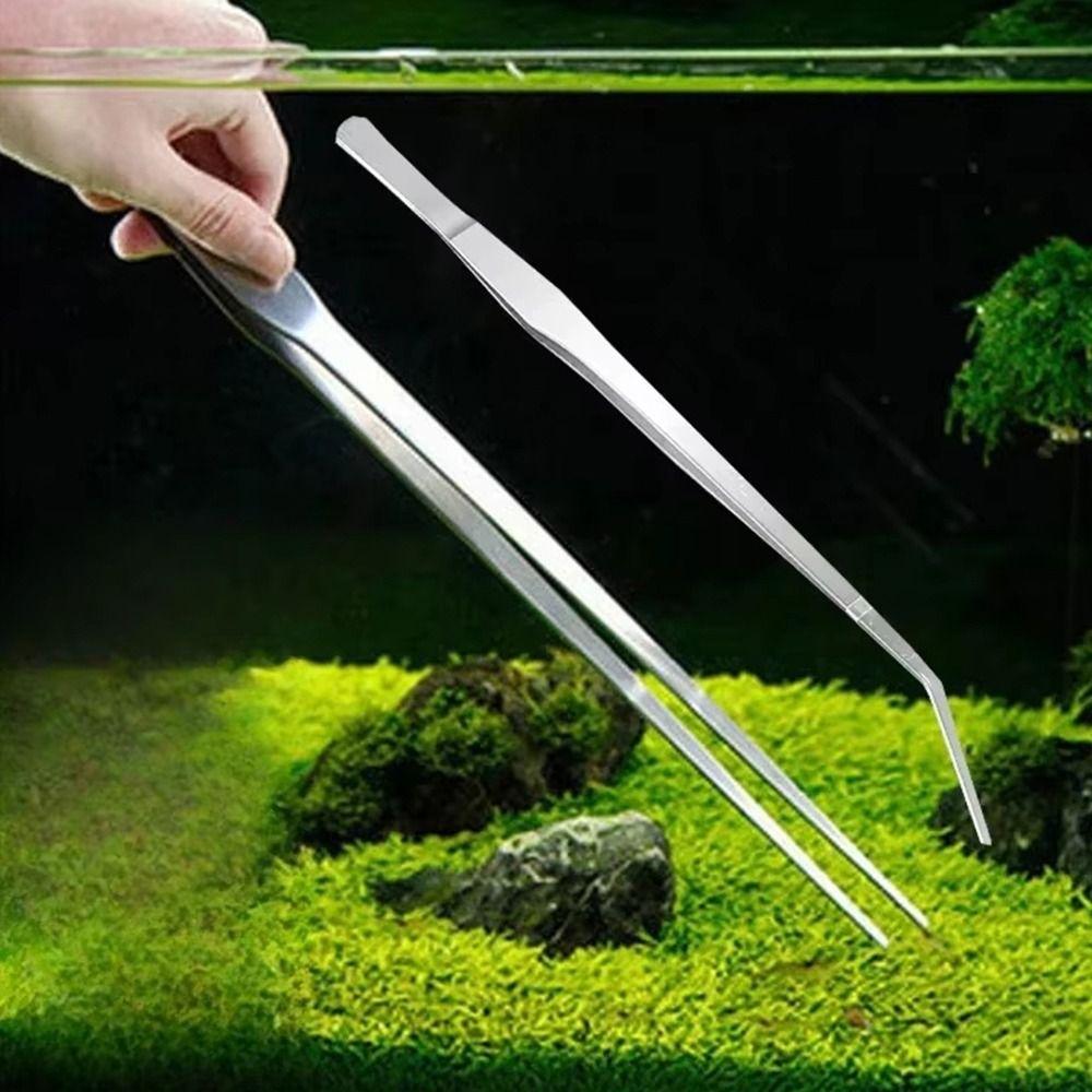 1Pcs Stainless Steel Water Grass Clip Long Tong Fish Tank Cleaning Tool  Pet Shrimp Reef Coral