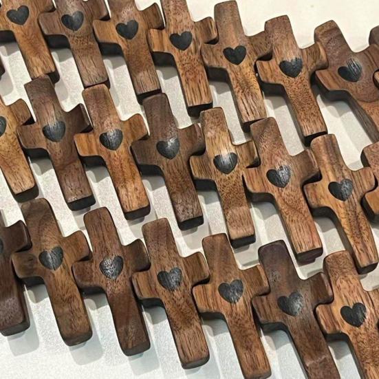 Handcrafted Wooden Fidget Cross Pocket Prayer Cross Fingertip Stress Relief Cross Gadget