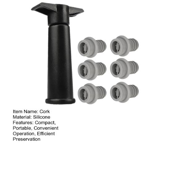 Vakuová pumpa Wine Saver se 6 zátkami Snadné ruční ovládání Netěsnící silikonové těsnění Sada pro konzervaci červeného vína pro většinu lahví