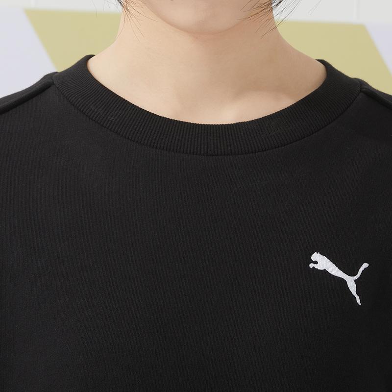 Puma Solid Color Casual Crew Neck Loose Long Sleeve Sweatshirt Women sweatshirt Black 682159-01