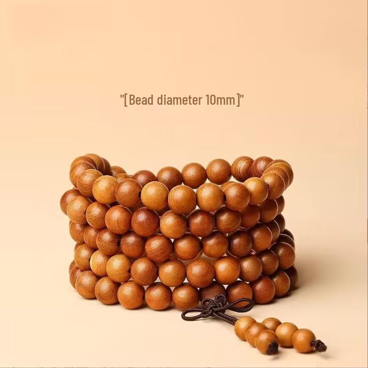108-Bead Natural Peach Wood Bracelet: Unisex Buddhist Prayer Mala, Wenwan Multi-Turn Jewelry Gift