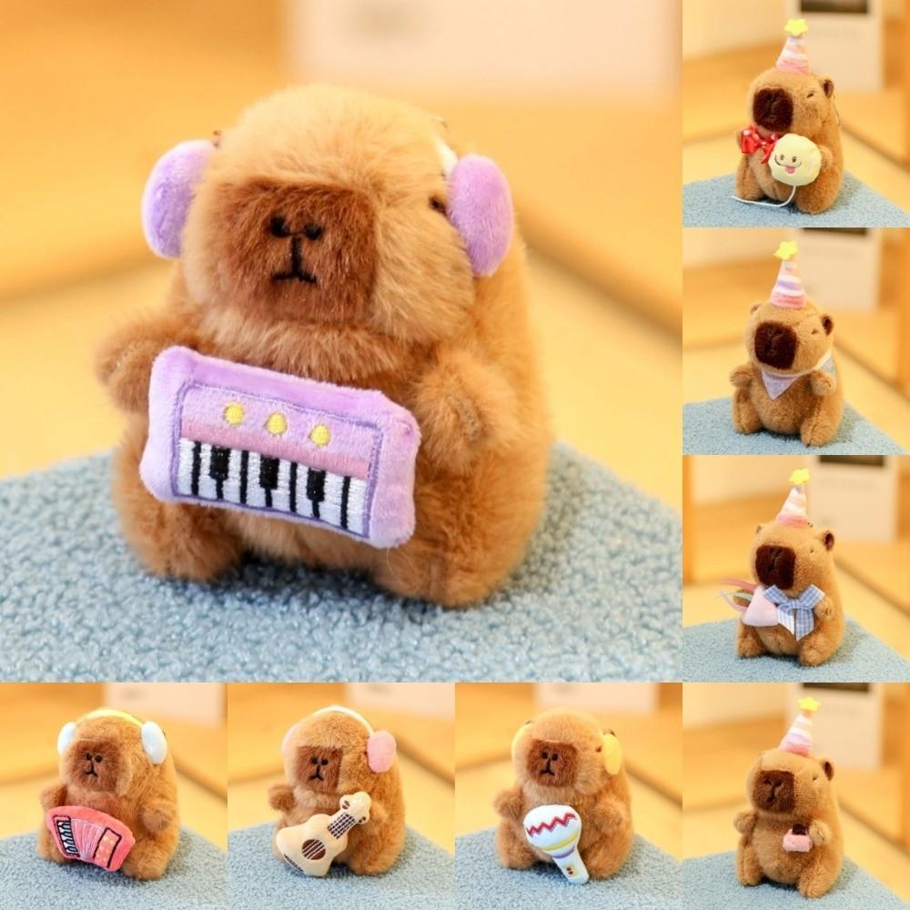 with Instruments Plush Doll Toy Capybara Anime Fluffy Toy Soft Stuffed Keychain Children's Gift