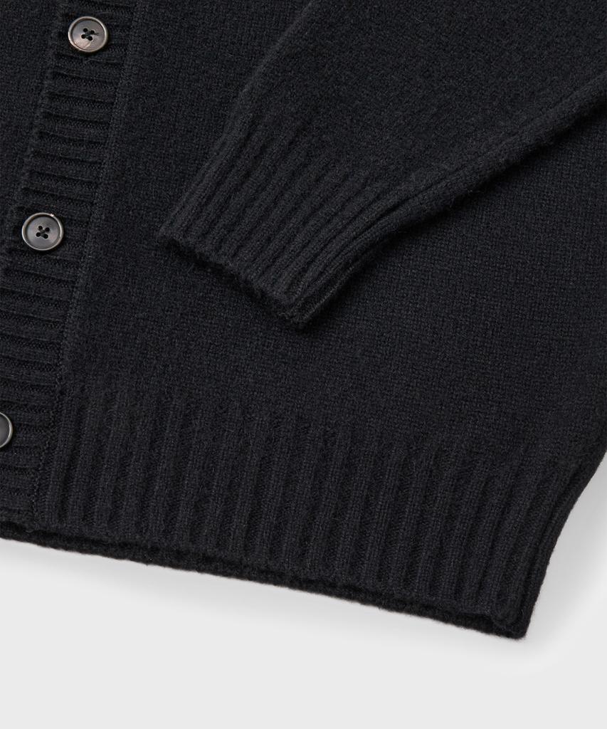 Branded Brushed Alpaca Cardigan [Black]