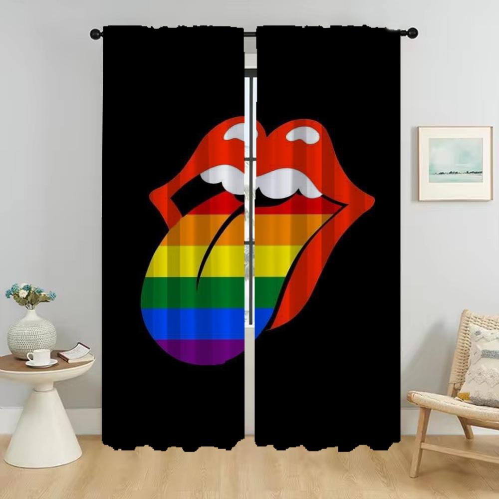 Halloween Decoration The Rollings Stones Curtains for Living Room Curtain Home Interior Curtains 2 Pieces Tulle for Bedroom
