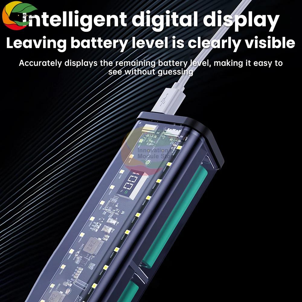 Removable 6-Cell 18650 Battery Case for Power Banks No-Solder Kit with Fast Flash Charging And Camping Light