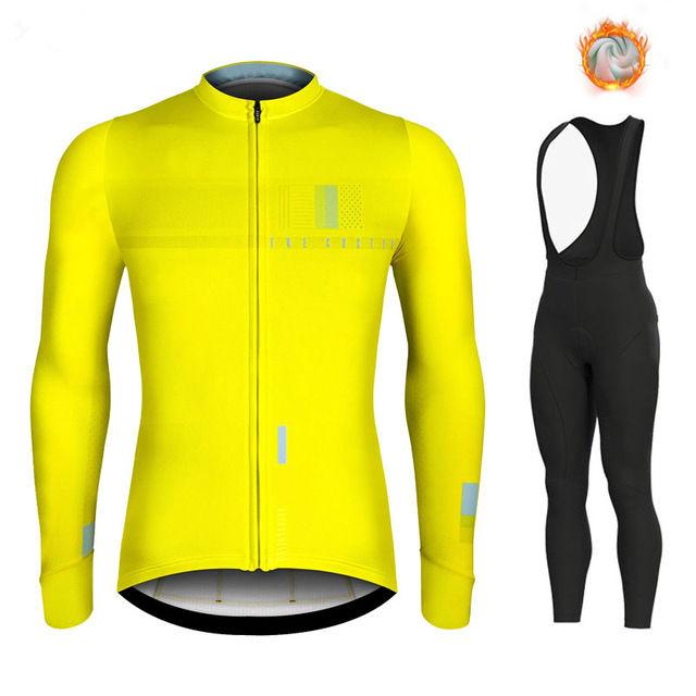Warm 2024 Winter Thermal Fleece Cycling Men's Jersey Suit Outdoor Riding Bike MTB Clothing Bib Pants Set Spain Maillot Ciclismo