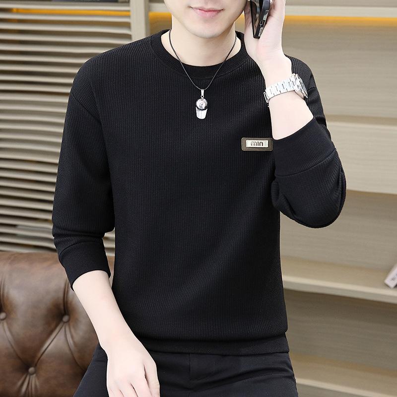 

Осенний свитшот мужской корейский пуловер с круглым вырезом для молодой моды, высококлассный повседневный и универсальный однотонный красивый жакет 3XL