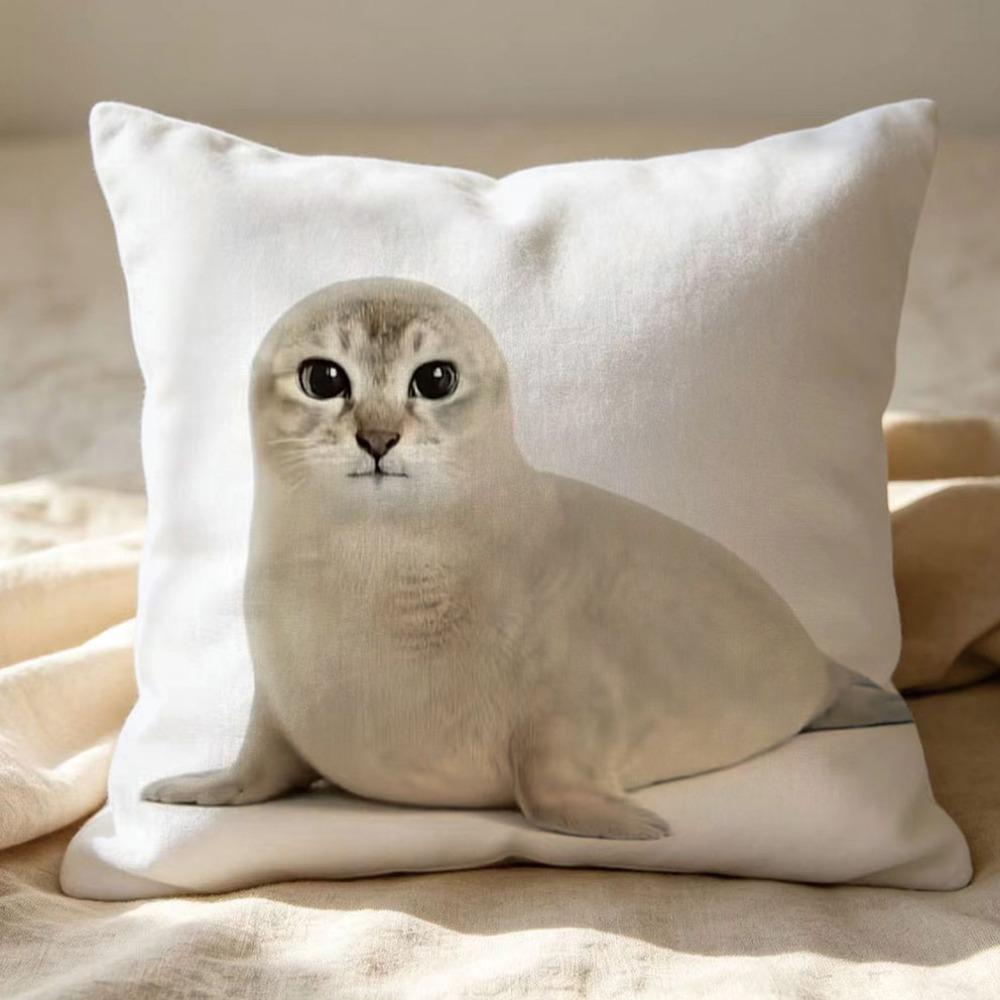 Soft Plush Cute Cat Throw Pillow Comical Cat Face Decor Pillow Funny Sofa Cushion Bedroom