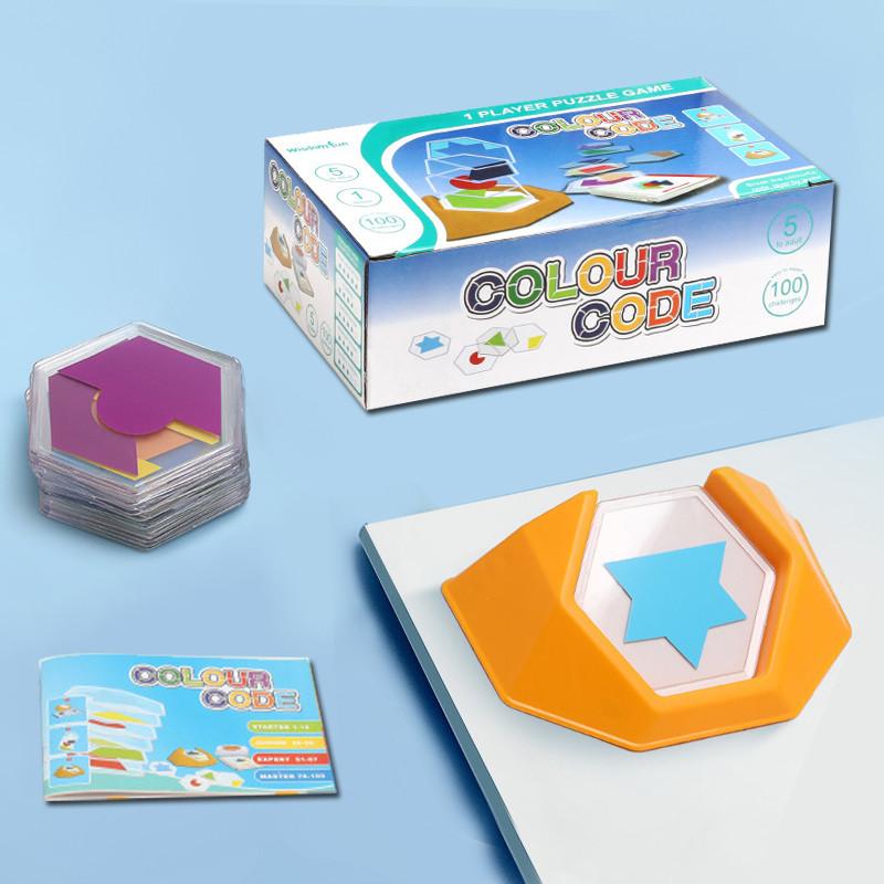 Color Code Puzzle Educational Children Logic Board Game Jigsaw Geometric Intelligent Puzzles Kids Spatial Toy DIY Gifts