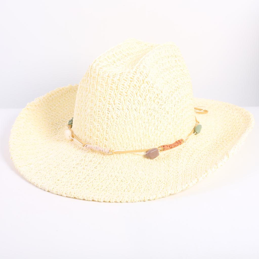 Popolare Cappello di Paglia Classico Western da Cowboy Estivo Vuoto con Ampia Tesa Cappello da Sole Cappello di Paglia Intrecciato a Mano