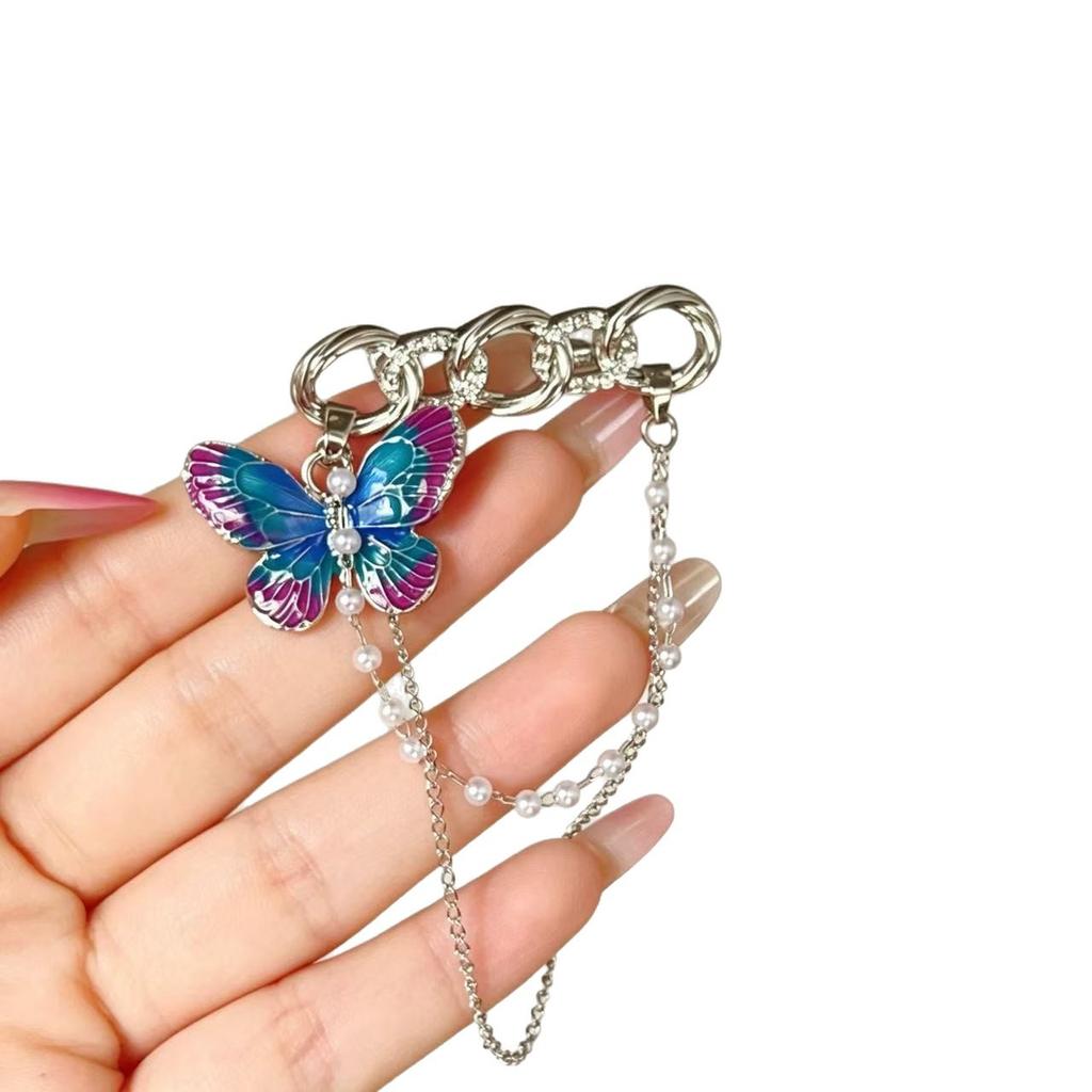 Silver Ring Chain Butterfly Brooch - High-end, Exquisite, Luxurious Clothing Waist Tie Brooch