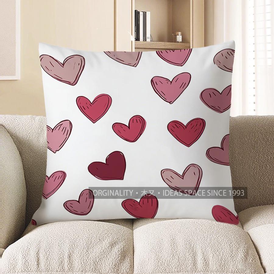 Home Decor Colorful Heart Pattern Throw Pillow Cover Pattern Cushion Cover Suitable For Sofa Bedroom Car Pillow Cover