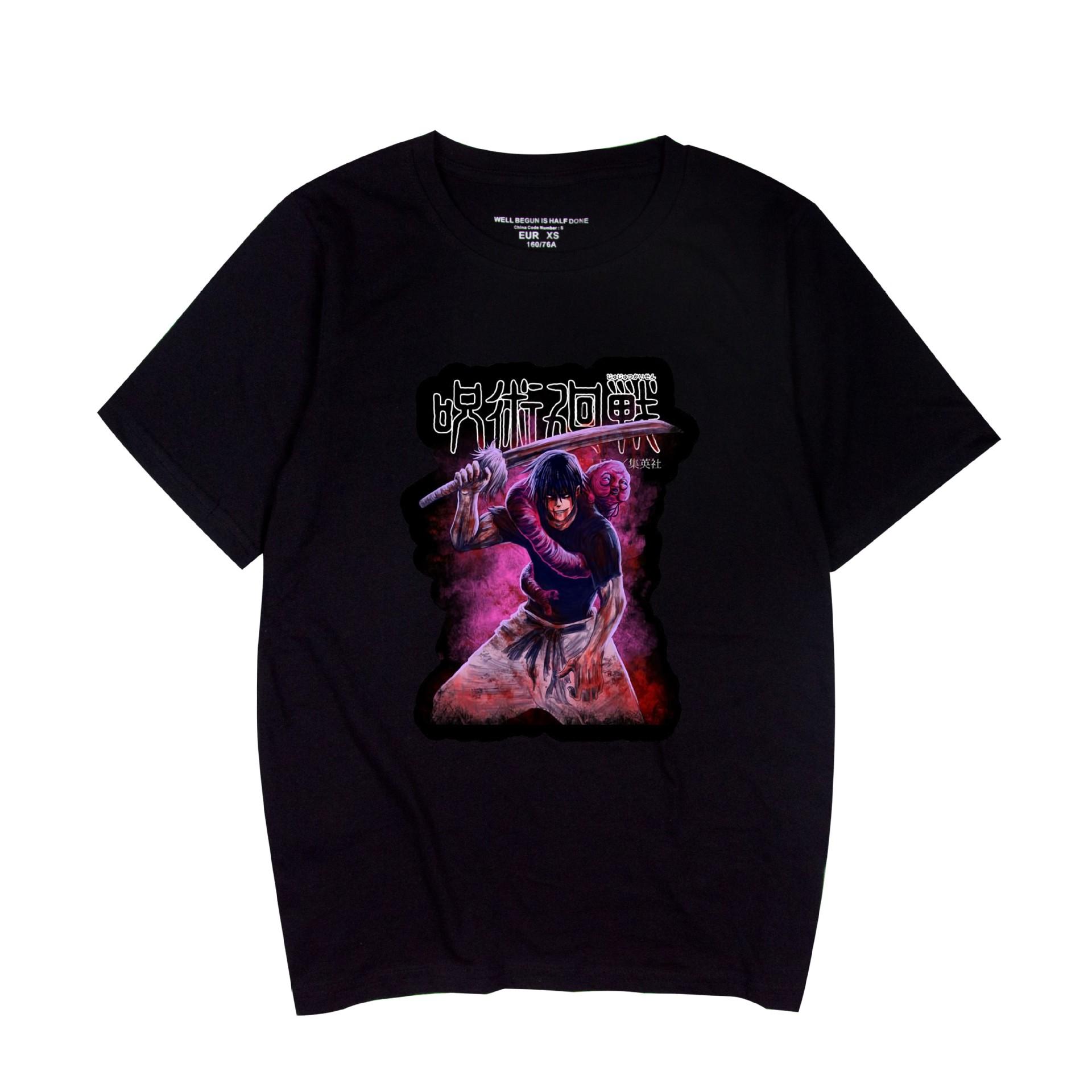 

Jujutsu Kaisen T-Shirt Cartoon Print Summer Clothing Short Sleeve Funny Casual Men Women Top XS чёрный