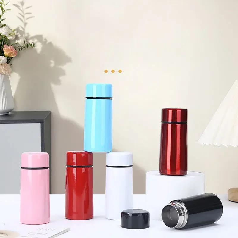 Sport Travel Mini Tumbler 160ml Stainless Steel Thermos Cup Portable Milk Coffee Water Bottle Solid Color Leakproof Hot Cold
