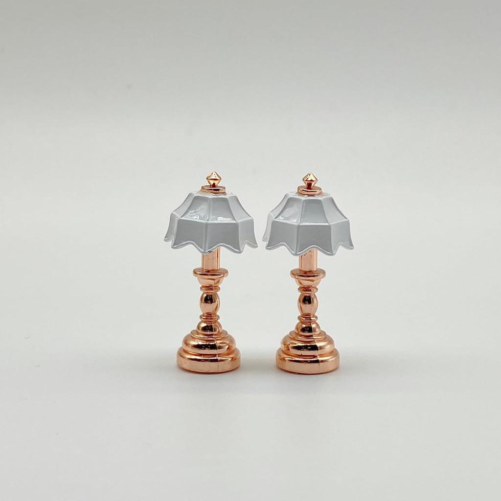 2 Pcs Dollhouse Table Lamp 1:12 Scale Miniature Desk Lamp Mini Table Light Doll House Furniture Accessories (Rose Gold) - Without Light