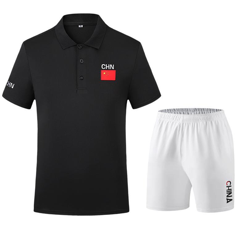 Unisex Chinese Team Quick-Dry Sportswear Set - Short-Sleeved Top and Shorts for Students and Sports Enthusiasts