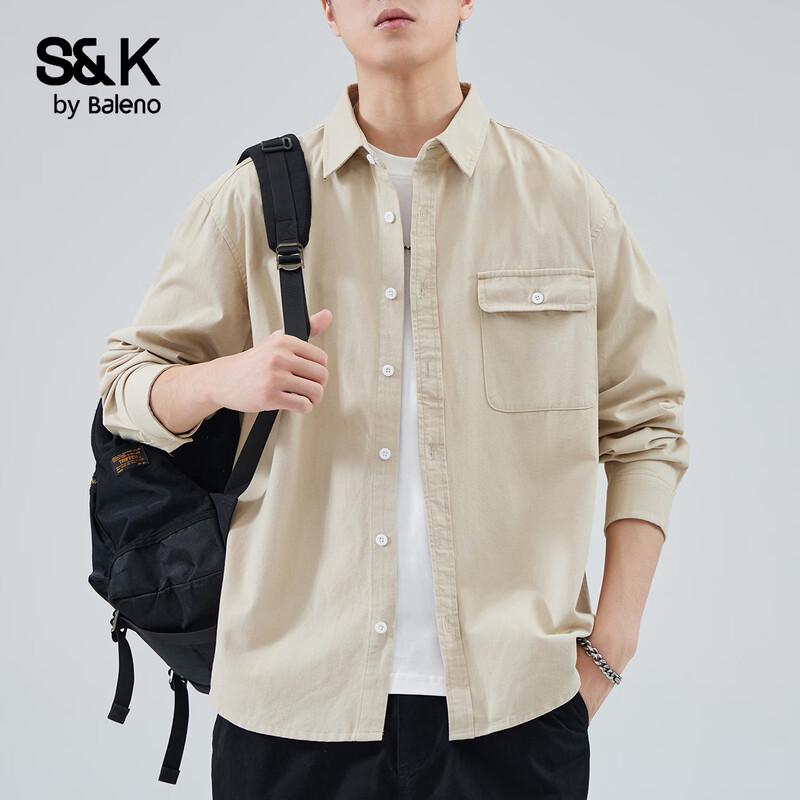 Baleno S&K Men's American Loose Fit Cotton Long-Sleeve Work Shirt