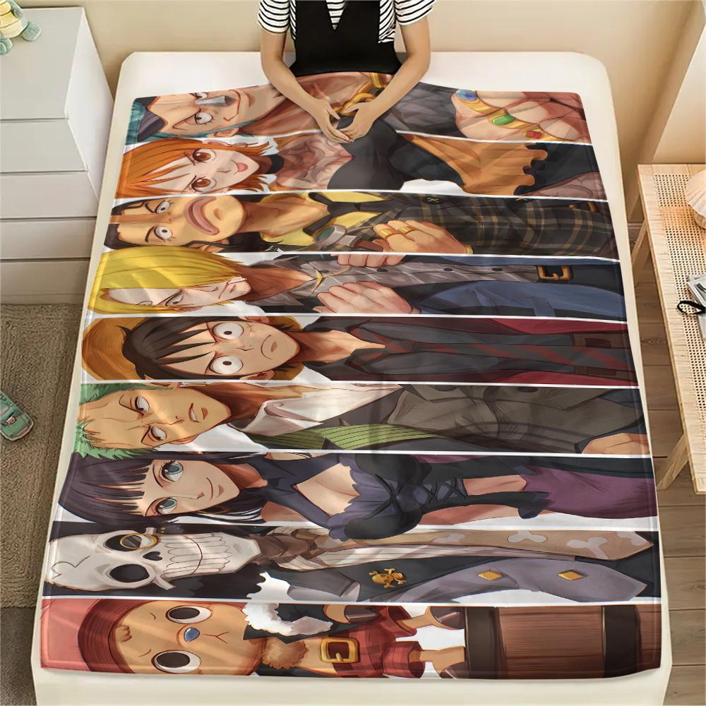 One Piece Character Print Flannel Blanket,High Quality Comfortable for All Seasons,Home Decor,Warmth and Comfort,Perfect for Christmas Gifts