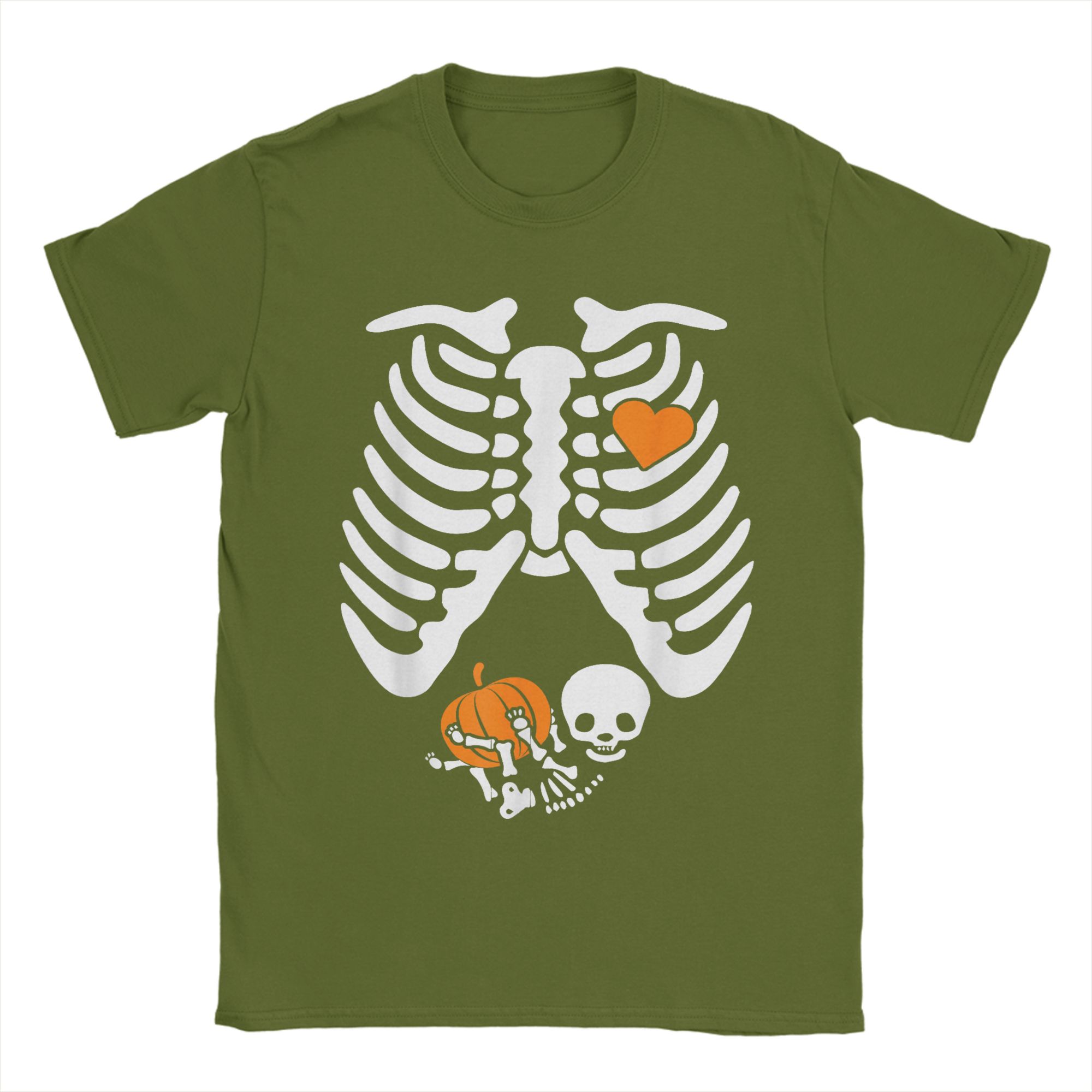 Women Skeleton Pregnancy Announcement Mom Halloween T-Shirts Men Crew Neck Cotton T Shirts  Short Sleeve Tees Big Size Clothes 4XL