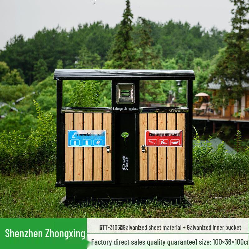 Stainless Steel Outdoor Trash Can: Large Sanitation Bin for Fruit Peels and Waste