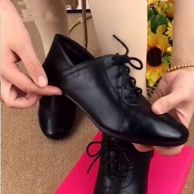 British style thick heel pointed small leather shoes single shoes autumn new comfortable shoes