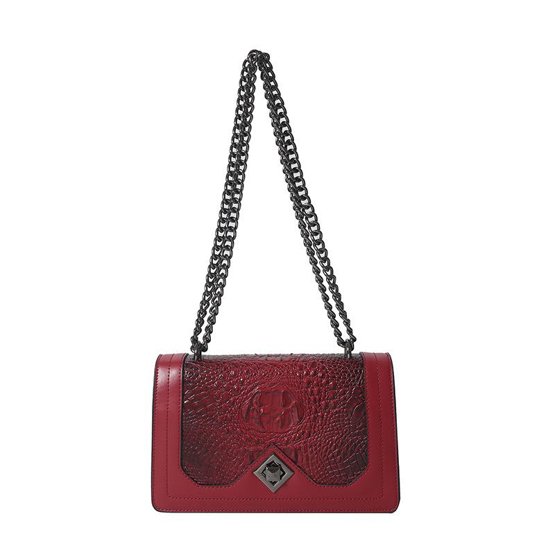 

Bags wholesale women s bags, new European and American retro embossed shoulder messenger chain small square bag червоний