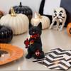 Schwarze Katzenstatue Halloween Dekorative Feiertagsstatue Dekorative Katze frisst Zwerg Figur Für Vitrine Nachttisch Esstisch
