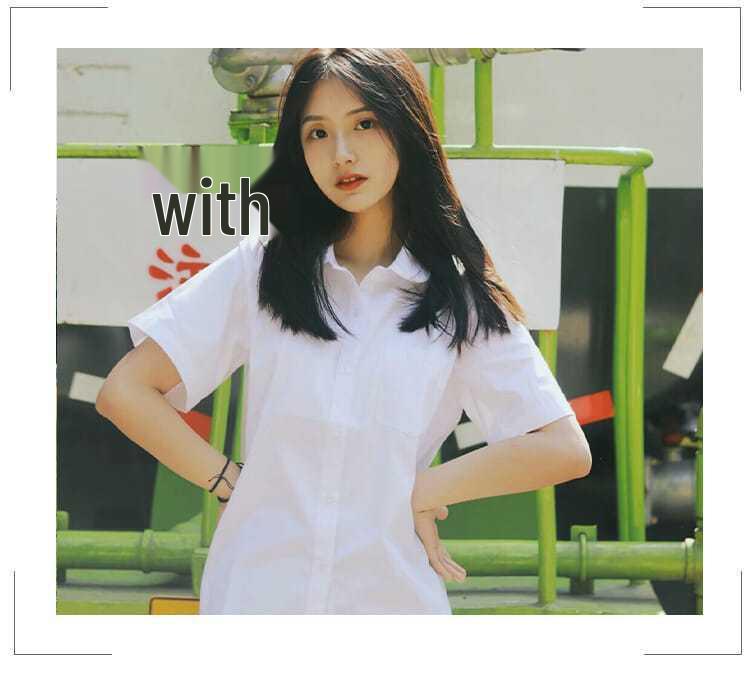Women's Loose Short Sleeve White Stand Collar Shirt - Versatile Summer College Style JK Uniform Top