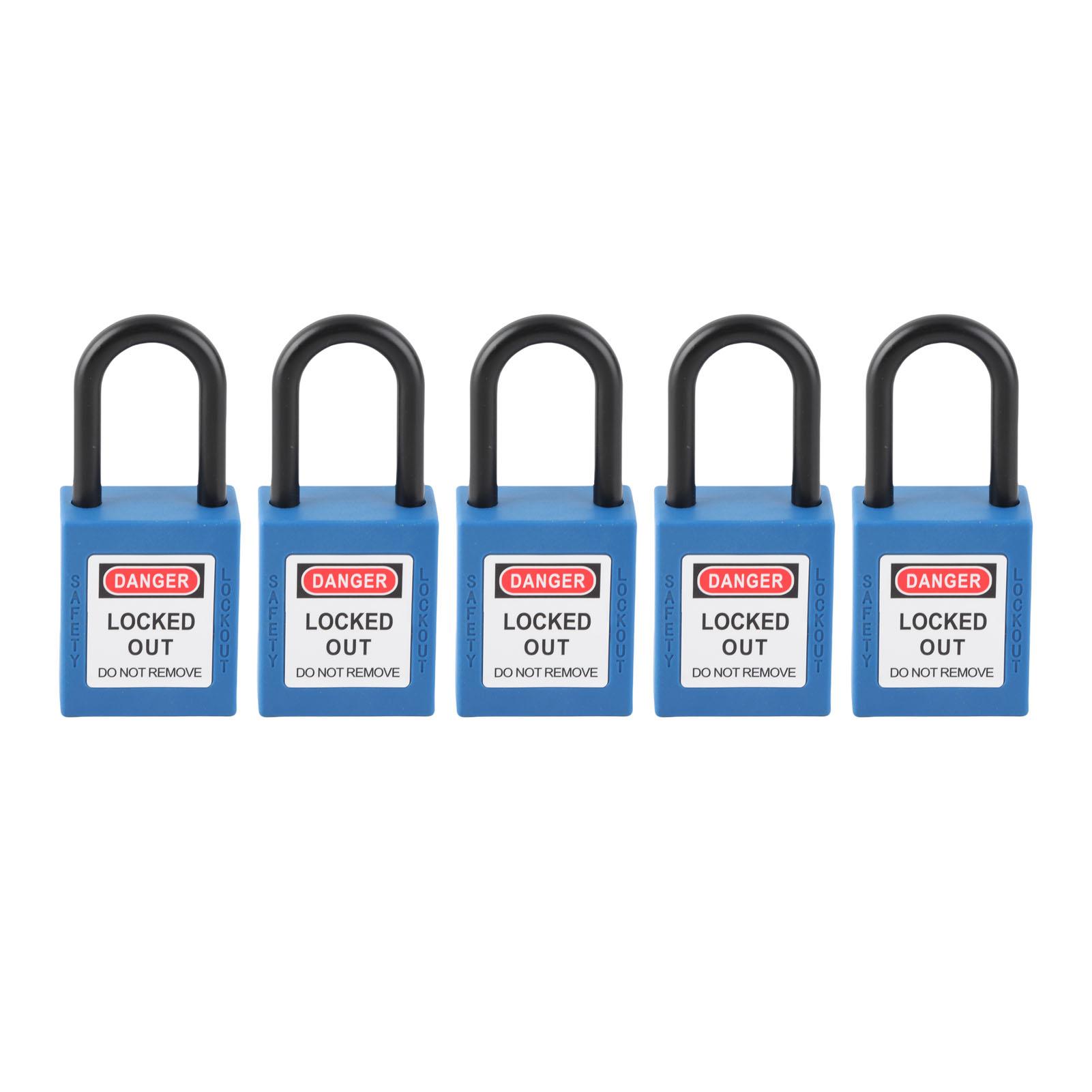 5 комплектов 38 мм Замок для блокировки и маркировки Нейлоновый Прочный Пылезащитный Изолированный Замок безопасности с ключом синий