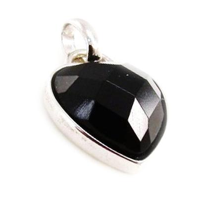 [F6322] - Silver Pendant 'Heart Linda' Black
