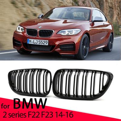 New Look Car Grille Grill Front Kidney Glossy 2 Line Double Slat For BMW 2 Series F22 F23 F87 M2 2014- Accessories
