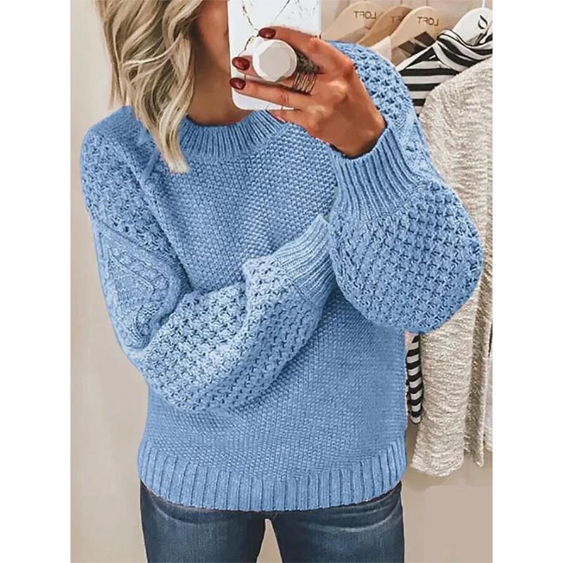 26 Spring Autumn Women's Cable Knit Loose Round Neck Pullover Sweater