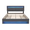 Polsterbett 160x200 cm, mit 4 Schubladen, Stauraum Bett mit USB-Anschluss, Doppelbett mit LED-Beleuchtung, PU, Grau (ohne Matratze)