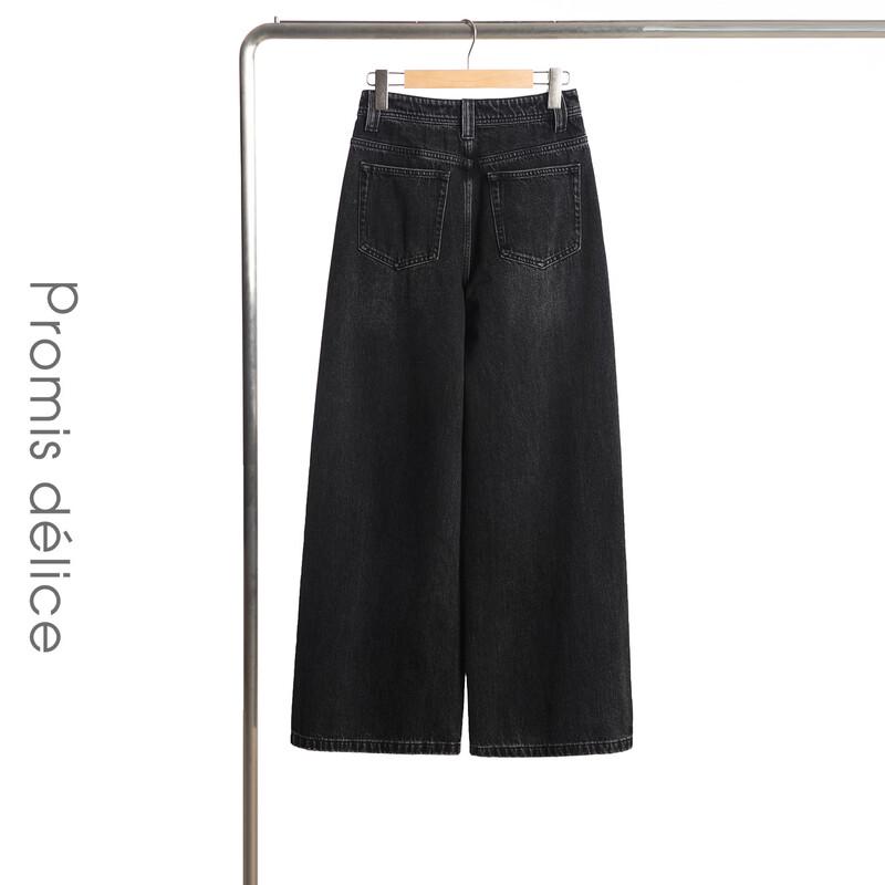 Retro Washed Wide-Leg Denim Jeans