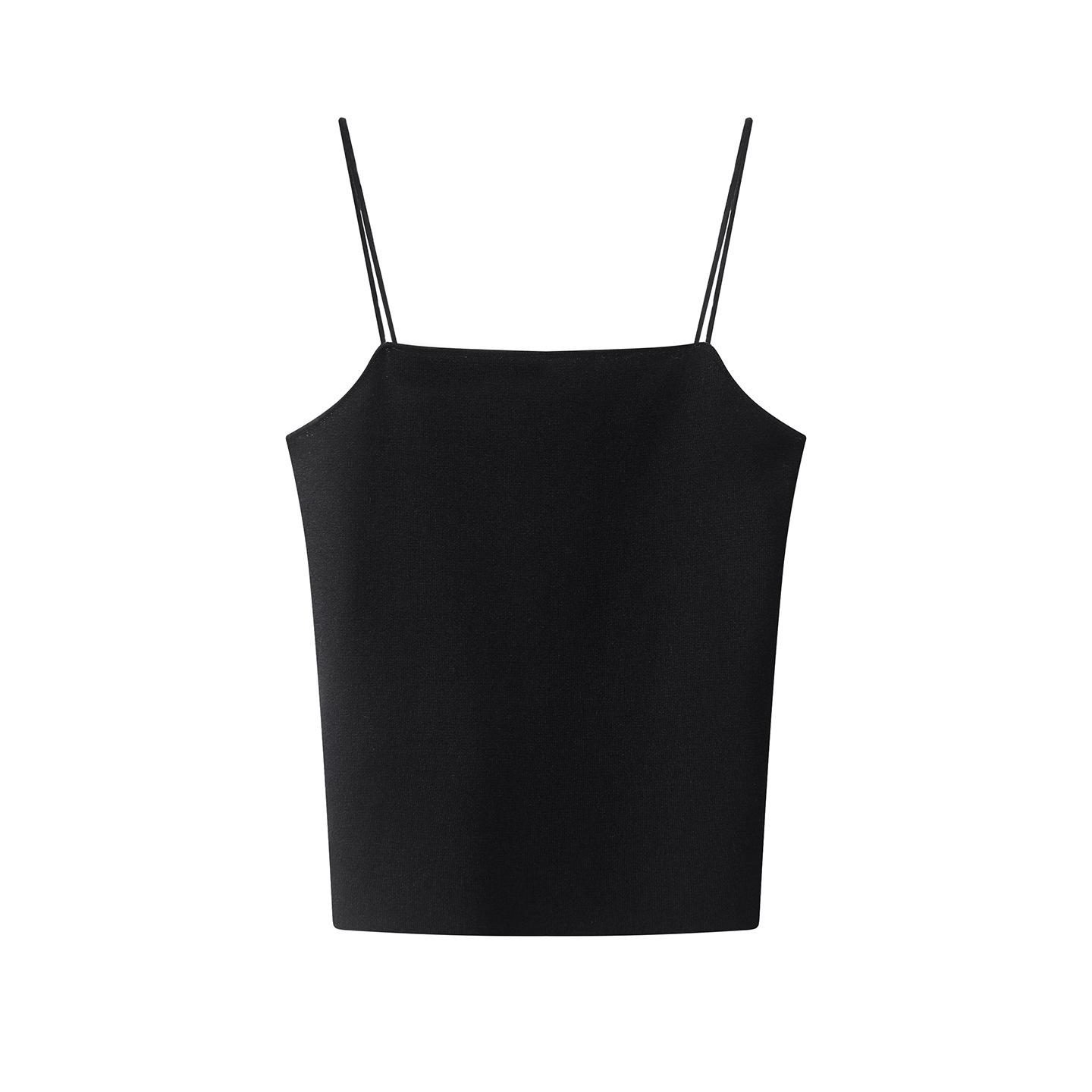 In Stock: 2026 Spring/Summer Women s Slim-fit Spaghetti Strap Tank Top Extra Small чёрный