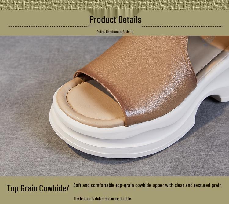 Damen Zehensandalen aus atmungsaktivem Leder - Modische, abriebfeste Strandschuhe